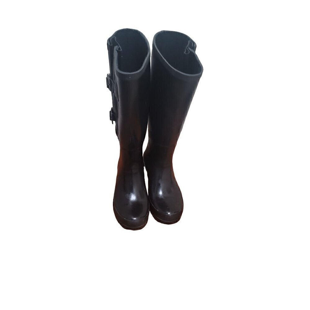 CHOOKA WOMEN'S PREMIUN RAINWEAR FLEX FIT BUCKLED BLACK TALL RAIN WATERPROOF BOOT